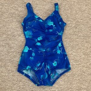 Vintage Royal Blue Floral One-Piece Swimsuit by Unite!